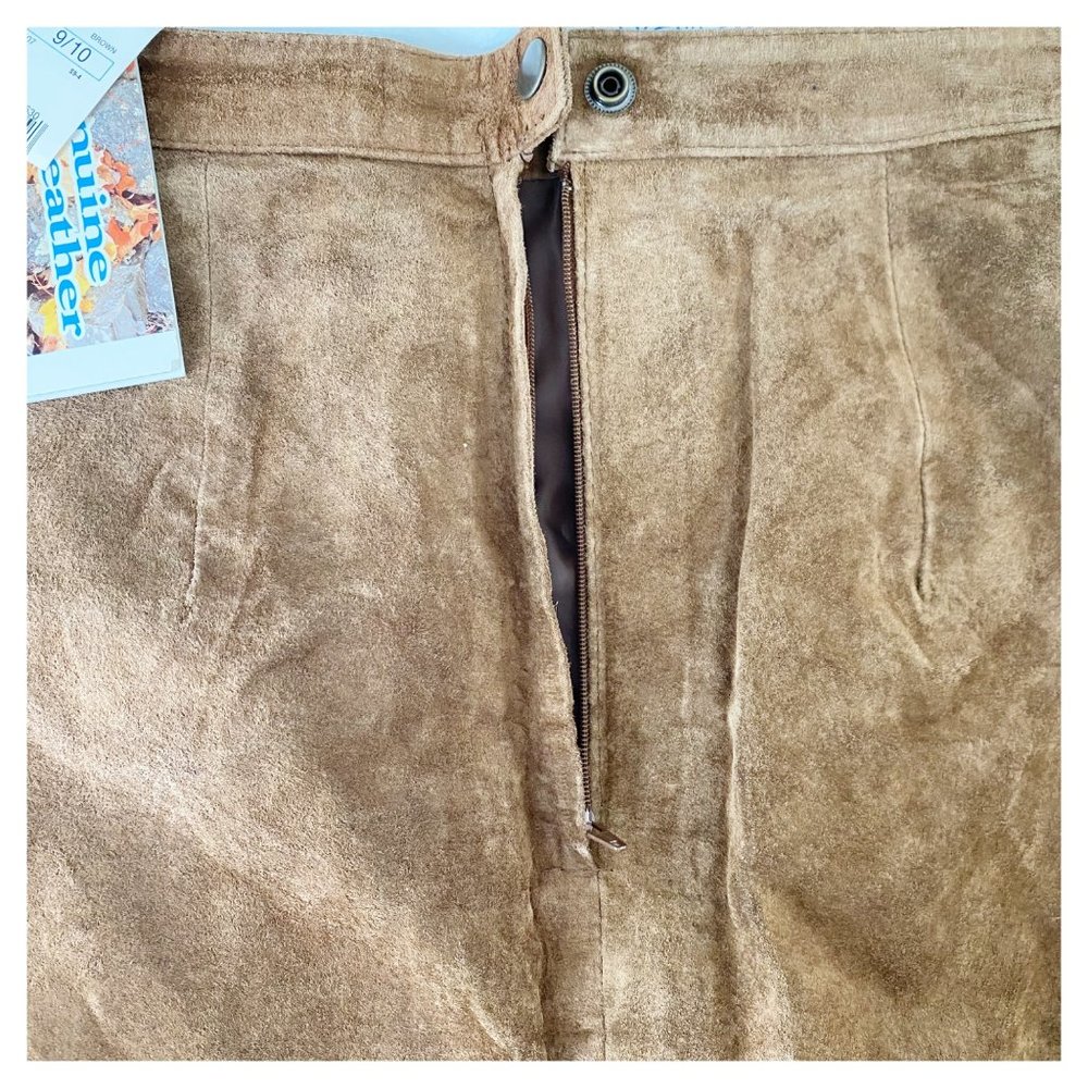 GITANO Vintage 90s NWT Deadstock Suede Leather Pencil Skirt Back Split Lined Siz - Picture 9 of 9